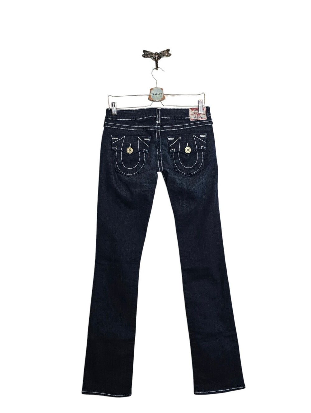 True Religion Billy Big T Slim Bootcut Jeans 28 Dark Wash White Stitch USA